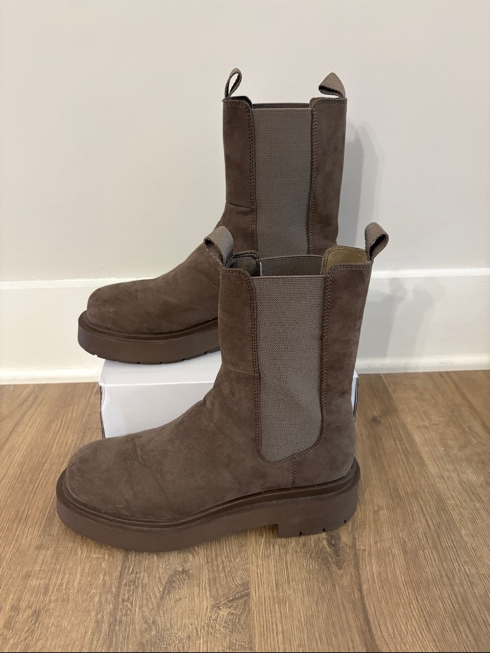 H&M Brown Suede Chelsea Winter Boots
